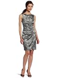 London Times Womens Printed Stretch Satin Sheath Dress