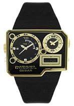 Diesel Men's Analog and Digital Gold-Tone Stainless Steel and Black Leather Watch #DZ7102