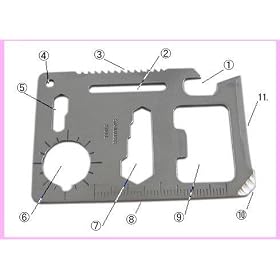 6.9*4.5*0.2cm/ Multipurpose Pocket Survival Tool 11 Function Card Knife,outdoor Survival Multifunctions Aber