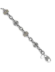 Antique Style Sterling Silver with 14k Yellow Gold 7.5in Bracelet