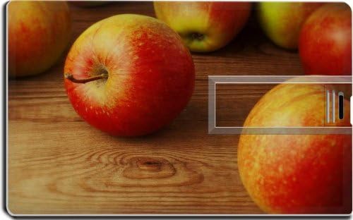 Red Apples Bunch Wooden Board 16G USB Flash Drive 2.0 Memory Stick MSD USB Credit Card Size Customized Support Services Ready Windows Mac Storage External