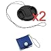GTMax 2 x 55mm Camera Plastic Snap On Lens Cap with Strap + Memory Card Case for Sony Alpha DSLR-A200, DSLR-A300, DSLR-A350 or SONY Alpha Kit lenses