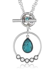 NINE WEST VINTAGE AMERICA "Along The Shore" Worn Silver Tone Turquoise Convertible Pendant Necklace, 32"