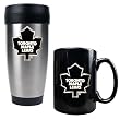 Toronto Maple Leafs Stainless Steel Travel Tumbler & Black Ceramic Mug Set - Primary Logo NHL Hockey