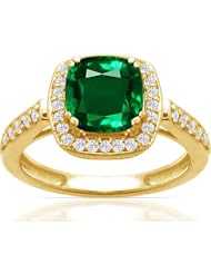 18K Yellow Gold Cushion Cut Emerald Ring With Sidestones (GIA Certificate)