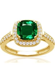 18K Yellow Gold Cushion Cut Emerald Ring With Sidestones (GIA Certificate)