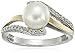 Amazon Collection Sterling Silver and 14k Yellow Gold 7mm Freshwater Cultured Pearl and Diamond Ring