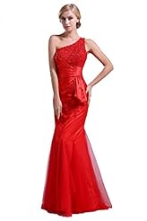 Satin/Tulle Beaded Belted Lace One Shoulder Mermaid Evening Dress 