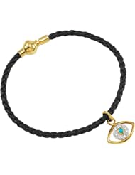 Missoma® Gemstone Rope Bracelet with Charm 18Ky Vermeil 07.25 Inch Black Leather Bracelet 68851