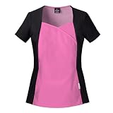 Baby Phat Livin' Stretch Scrub Top with Sweetheart Neckline Scrub Tops Women, Frosted Pink; L