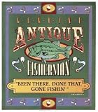 Genuine Antique Fisherman Porcelain Refrigerator Magnet