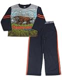 Private Label - Boys Long Sleeve Sabretooth Pajamas, Navy (Size 5/6)