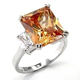 Women's Rosette Champagne Cubic Zirconia Rhodium Ring, Size: 5-10