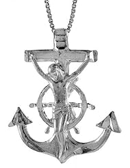 Sterling Silver Mariners Cross Pendant, 1 1/4 inch