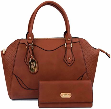 Brangio Italy "Mariah" Dome Shaped Satchel-Style Handbag & Wallet Set - Brown