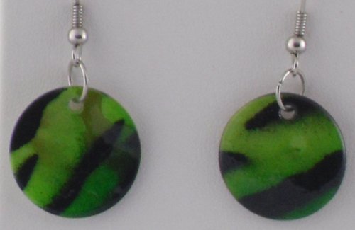 Green Tiger Stripe Earrings