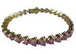 Pink CZ Diamond Hearts Stone Gold Tennis Bracelet - Gold Tennis Bracelet With Pink CZ Diamond Hearts