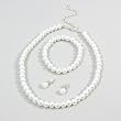 Childrens Girls Jewelry 3pc Pearl Set Bracelet, Necklace & Earrings for Girls. Perfect for Christmas, First Communion, Easter, Graduation, Sunday Dress, Christening or Birthday.