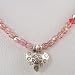 Sterling Silver Hill Tribe Heart Pendant with Floral Design with Pink Czechoslovakian Glass and Swarovski Crystal Bead Choker Necklace, 17" Length #9405