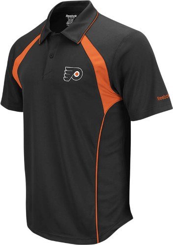 Philadelphia Flyers Reebok Black Trainer Performance Polo Shirt - XXL