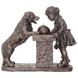 IMAGE OF Young Girl and Labrador Dog Antique Bronze Fountain
