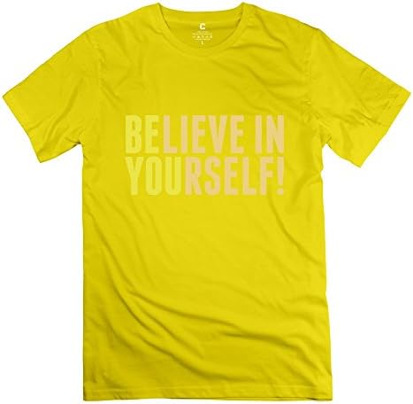 New Design Believe Yourself Be Tshirt - Male's Tshirts Yellow Size XXL