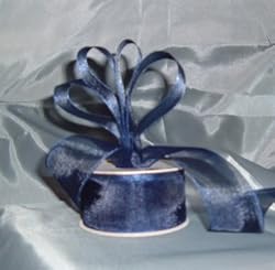 Sheer Organza Ribbon Mono Edge - 7/8" - 25 Yards (75 FT) - Smoked Blue