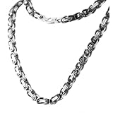 Stainless Steel Necklace with Byzantine Type Chain (C Shape 8 mm Wide Links) (24 IN Long)