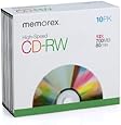 Memorex 700MB/80-Minute 12X CD-RW Media (10-Pack with Slim Jewel Cases)
