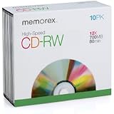 Memorex 700MB/80-Minute 12X CD-RW Media (10-Pack with Slim Jewel Cases)