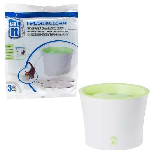 Cat and Dog it Fresh and Clear Water Fountain 55600 with 3 pk Foam Cartridge replacement 55601
