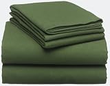 Pinzon 160-Gram Solid Flannel Queen Sheet Set, Olive