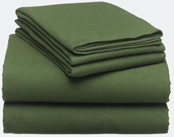 Pinzon 160-Gram Solid Flannel Queen Sheet Set Olive