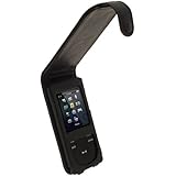 iGadgitz Genuine Leather Flip Case Cover for Sony Walkman NWZ-E473 NWZ-E474 NWZ-E574 NWZ-E575 E Series Video MP3 Player 4gb 8gb 16gb (NWZ-E474B, NWZ-E574B, NWZ-E575B, NWZ-E473K) - Black