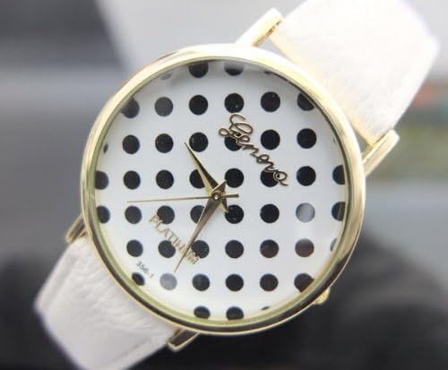U-beauty Hot New Black Dotting Big Dial Light White Band Women Lady Watch High Quality Quartz Watches