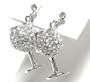 Cheers! 3d Crystal Wine Glass Charm Post Earrings with Ice Crystals Comes Gift Boxed