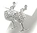 Cheers! 3d Crystal Wine Glass Charm Post Earrings with Ice Crystals
