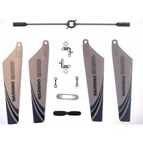 Syma S107 and S107g Full Set Replacement Parts, Main Blades, Tail Blade, Connect Buckle Balance Bar, Spare Main Grips Blue Set: Toys &amp; Games