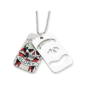 Ed Hardy Death and Glory 2-piece Dog Tag Painted Necklace