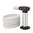 BonJour Chef's Tools Butane Cr&egrave;me Br&ucirc;l&eacute;e Torch and Porcelain Ramekin Set, 5-Piece
