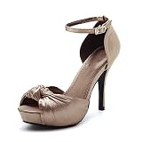 Women's Satin Upper High Heel Ankle-Straps Sandals Party Shoes