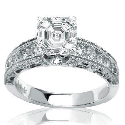 Asscher Cut/Shape Antique/vintagestyle Diamond Engagement Ring, VS Clarity (2.61 Carat t.w.)