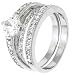 Sterling Silver Wedding Ring Set with Round Cubic Zirconia in Four Prong Setting With Round Side Stones
