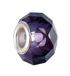 Pandora Style Charm Bead (Z327) Faceted Glass (14mm x 9mm) (Fits Troll too) ~ Purple