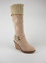 Ribbed Cuff Suede Wedge Boot
