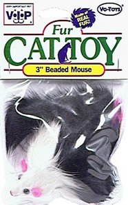 Vo-Toys Beaded 3in Longhair 2 tone Mouse Cat Toy