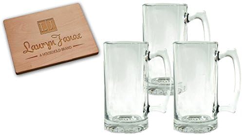 Lauryn Janae Premium 28oz Extra Tall/Large Super Size Brewmasters, Homebrewers, Beer Lovers Glass Beer Stein Tankard Drink Mugs (Set of 3)