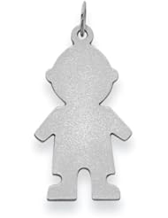 14K WG Plain Medium .013 Gauge Engravable Boy Charm