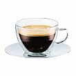 BODUM Grande Veneziano Thermal 11.2-Ounce Jumbo Cup with Stainless Saucer, Set of 2