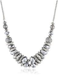 Silver-Tone 2-Row Faceted Bead Necklace, 17.5"